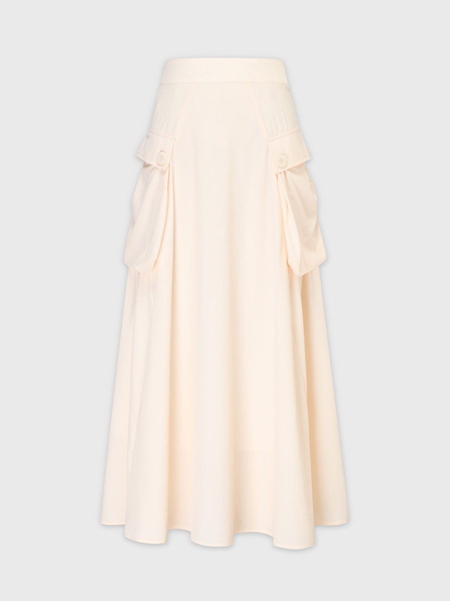 New Button Cargo Pocket Skirt-Ivory Skirts