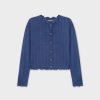 Best Scalloped Crew Cardigan-Blue Teen Tops