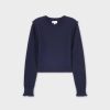 Online Raw Seam Sweater-Navy Tops