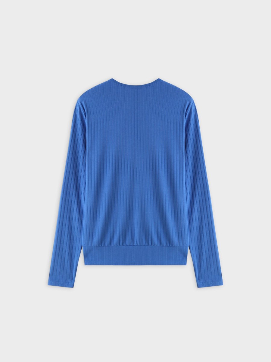 Clearance Ribbed High V Bomber-Royal Blue Tees