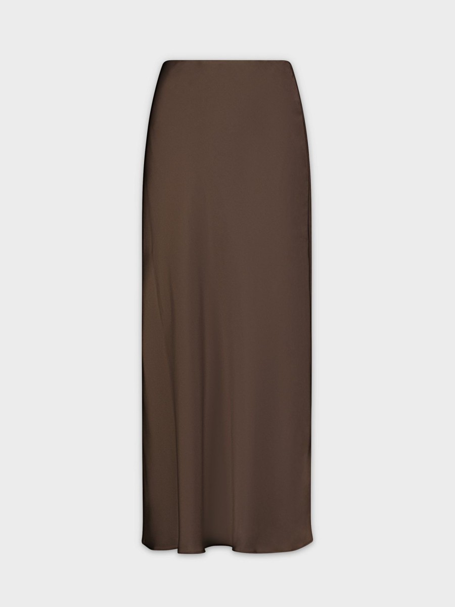 Online Satin Slip Skirt-Chocolate Brown Skirts