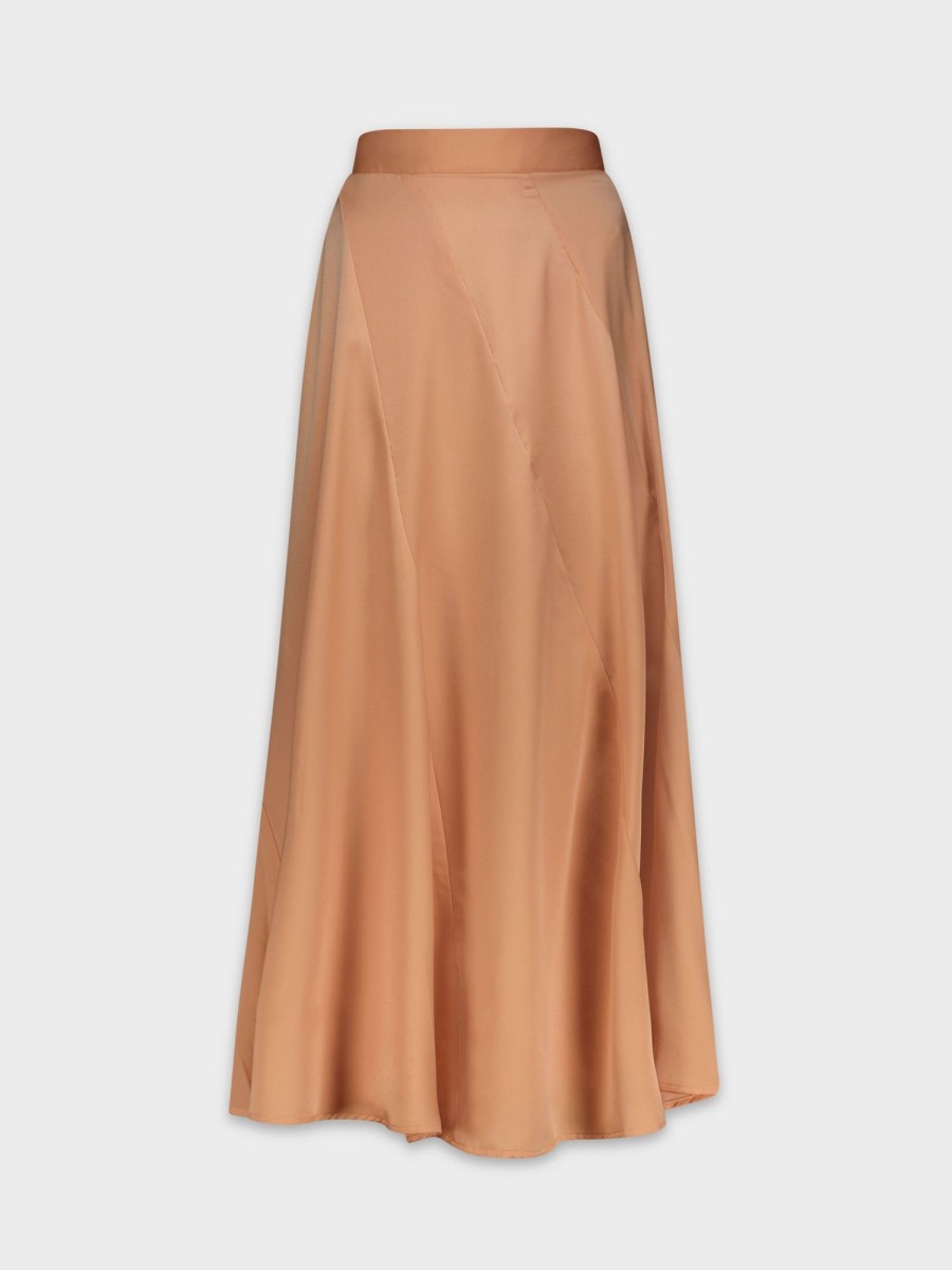 New Full Satin Skirt-Peach Skirts