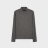 Hot Ribbed Turtleneck-Heathered Grey Tops