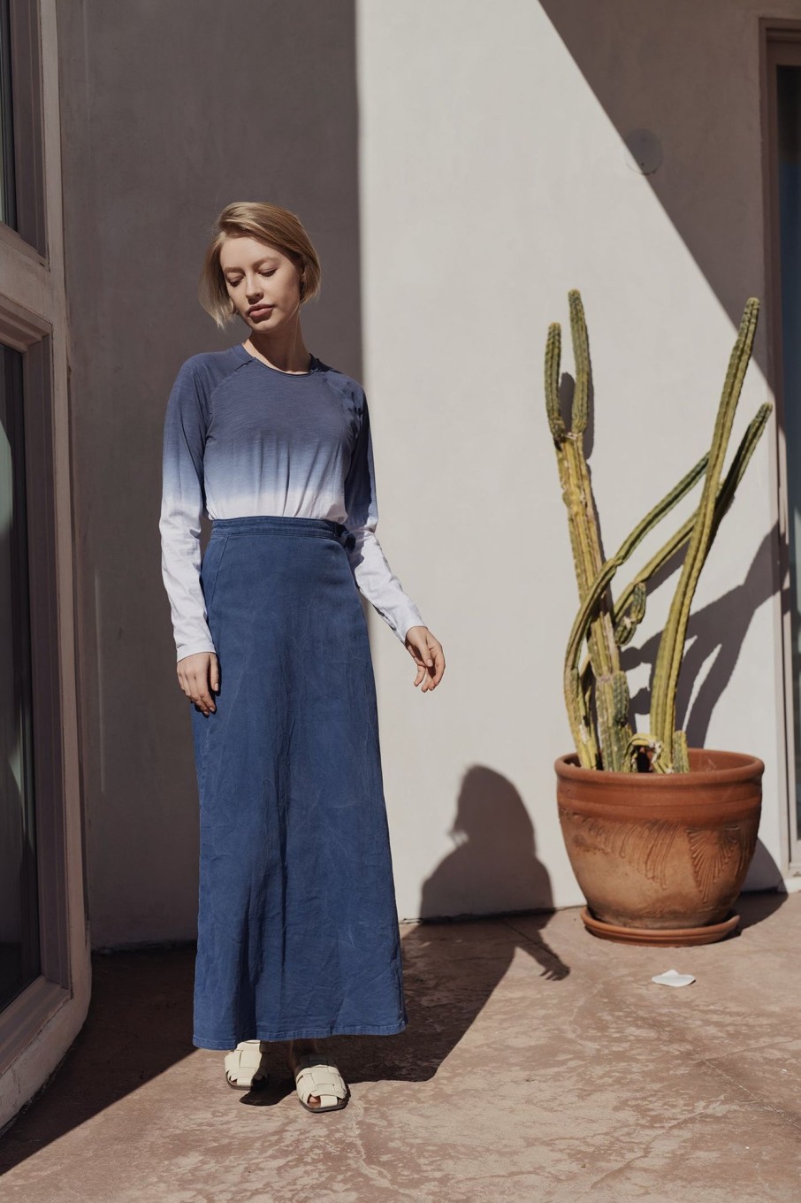 Best Ombre Pleat Back Tee-Blue Tees