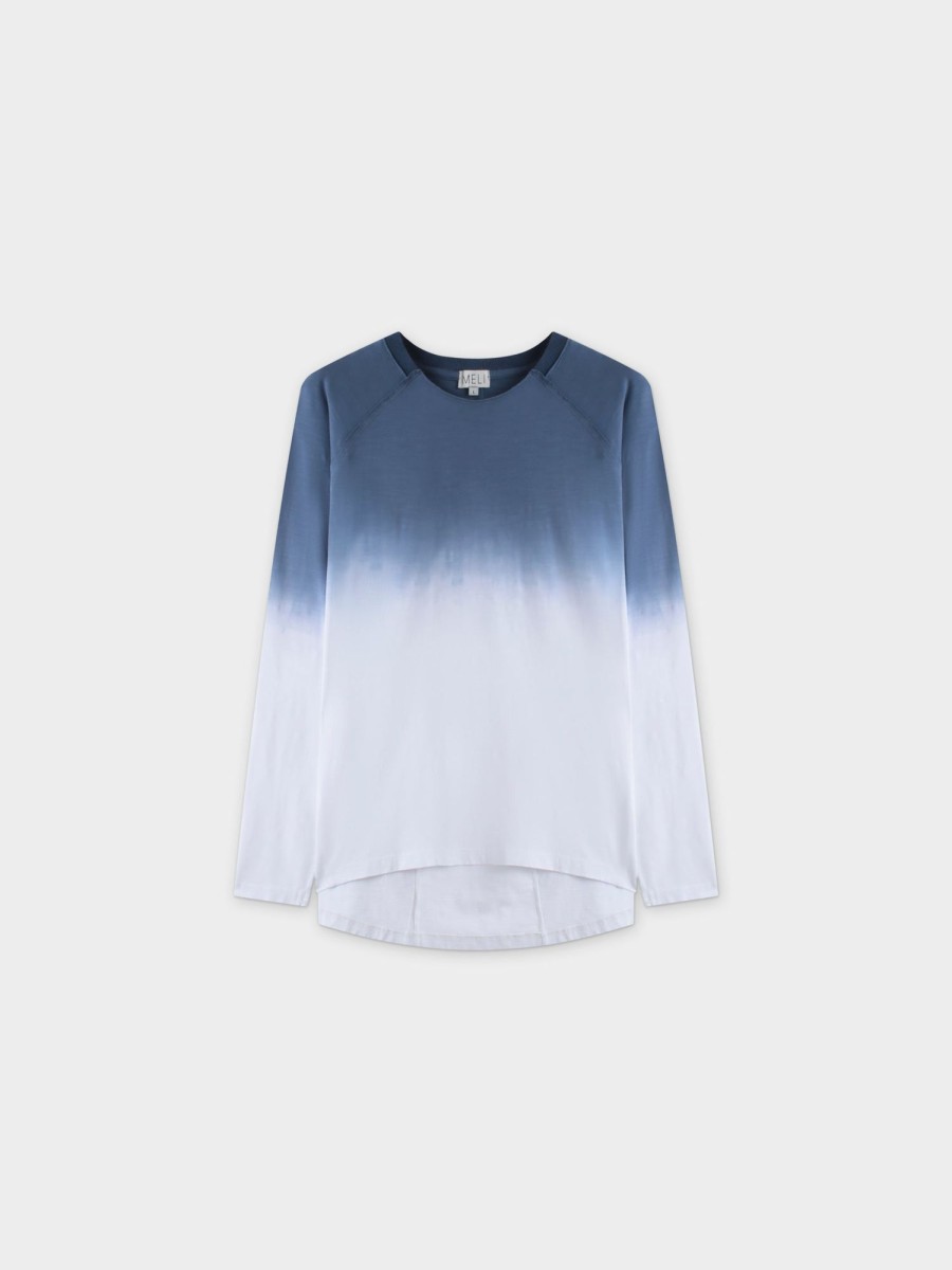 Best Ombre Pleat Back Tee-Blue Tees