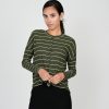 Best Button Down Ribbed T-Shirt - Green/White Tees