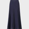 Best Linen Blend A-Line Skirt-Navy Skirts