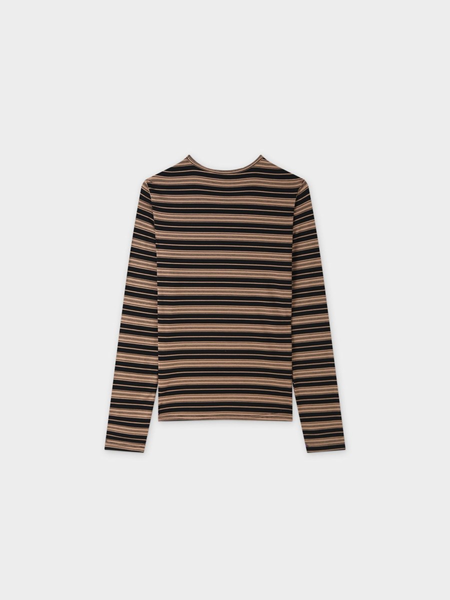 Clearance Double Stripe High V-Brown/Black Tees