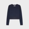 Best Ribbed Band Sweater-Navy Tops