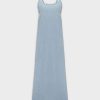 Wholesale Crew Neck Slip Dress-Sky Blue Denim Dresses