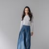 Online Washed Fringe Denim Skirt-Denim Blue Skirts