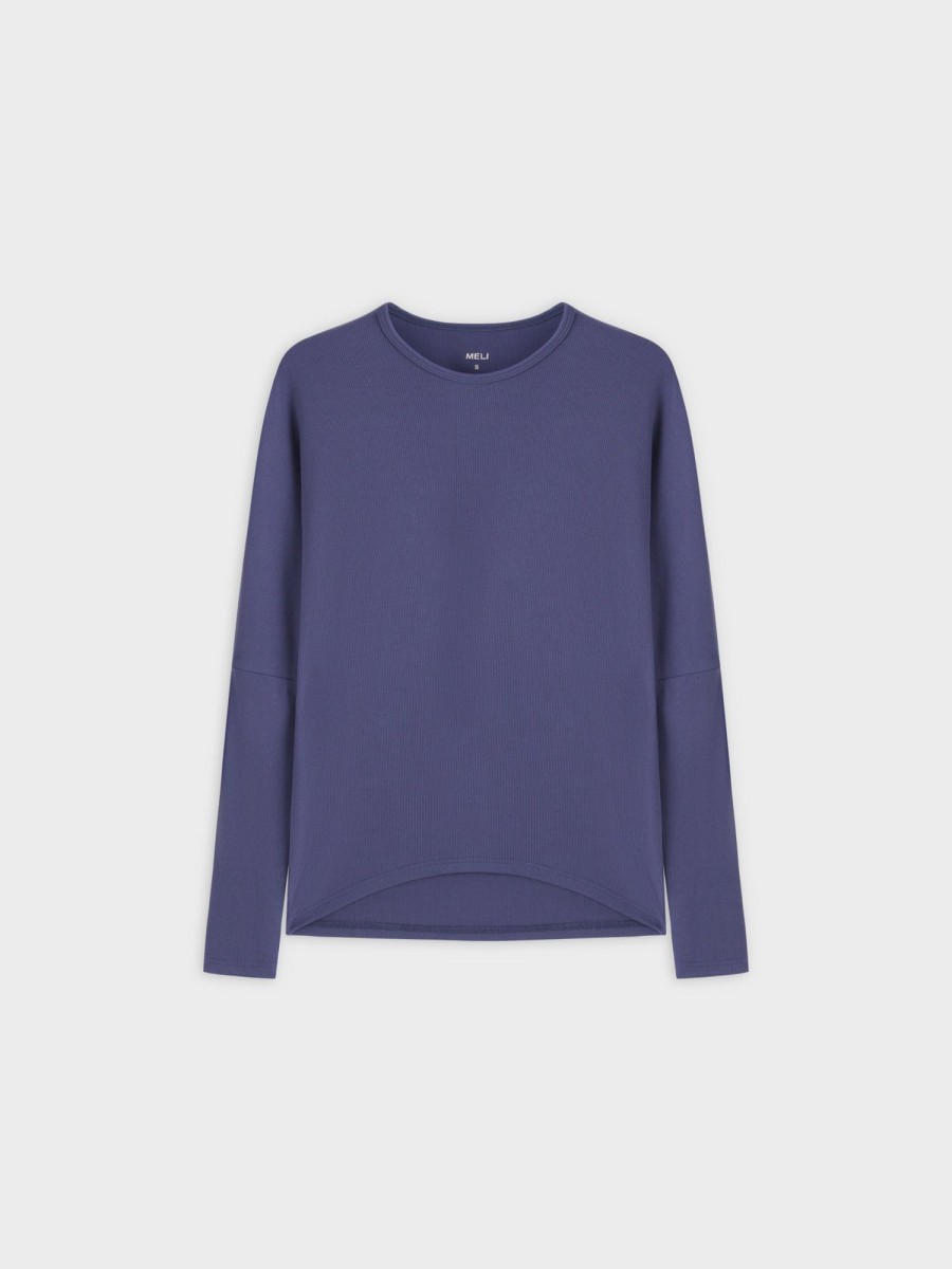 Best Crew Ribbed Dolman-Indigo Blue Tees