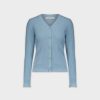 Clearance Ruffle Bottom Cardigan-Light Blue Tops