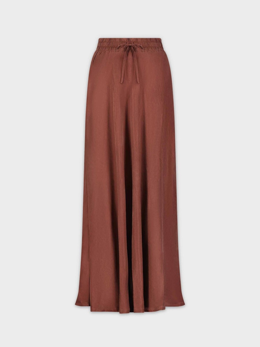 Best Cupro Drawstring Skirt-Burgundy Skirts