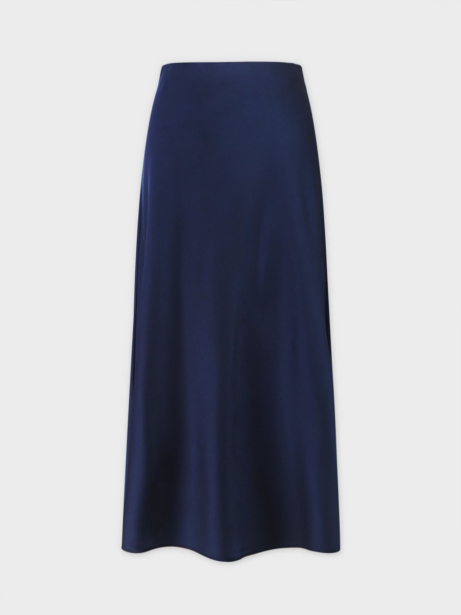 Hot Satin Slip Skirt-Navy Skirts