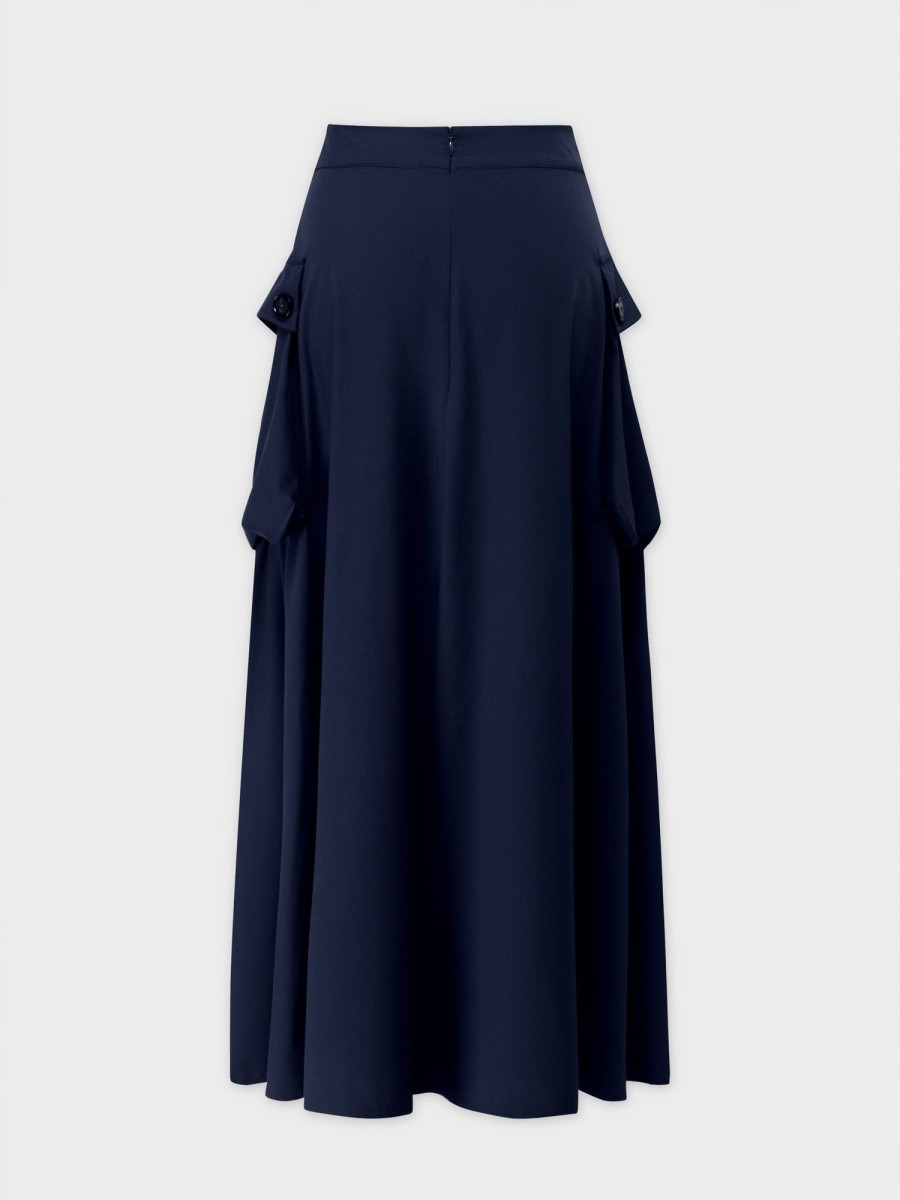 Wholesale Button Cargo Pocket Skirt-Navy Skirts