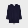 Hot Henley Drawstring Tee-Navy Tees